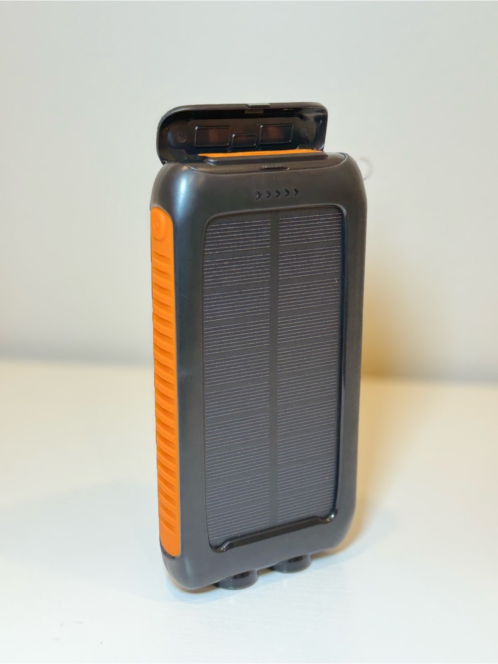 Portable Solar Power Bank in Black and Orange